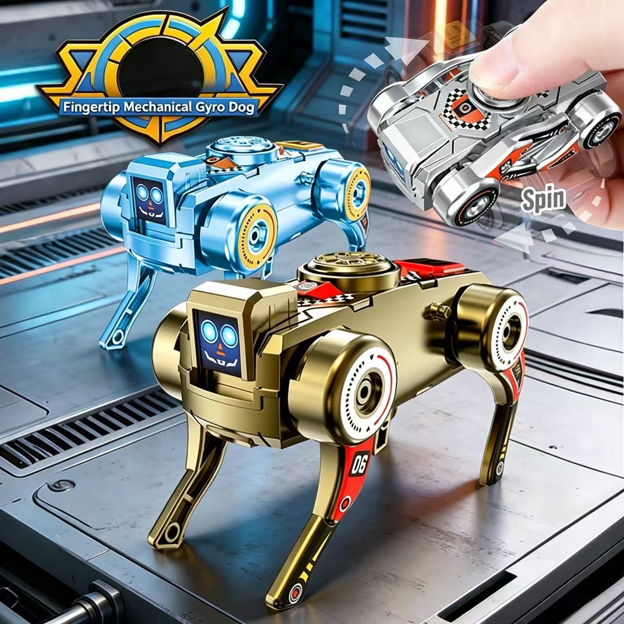 Kids Toys Unique - Transformable Robot Dog Fidget Spinner Toy,
