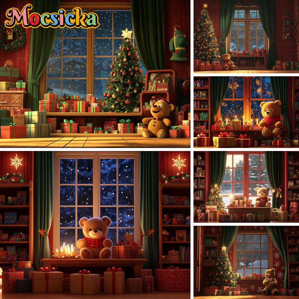 Kids Toys Stores - Winter Christmas Toy Store Photography Backdrop