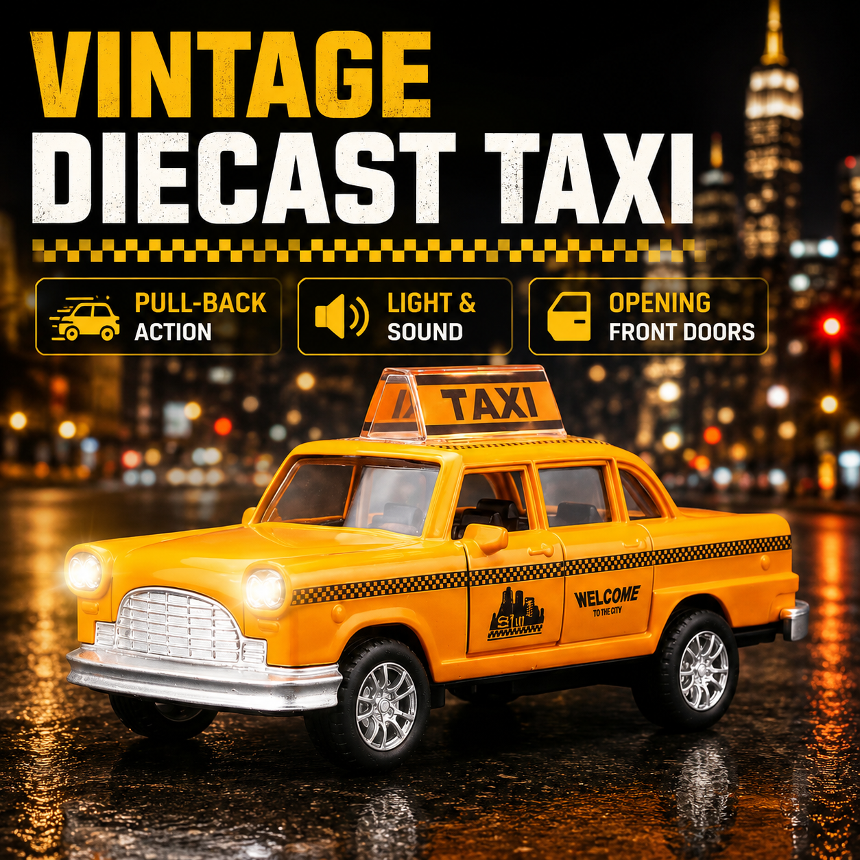 Kids Toys Nyc - Diecast NYC Yellow Taxi Toy Car