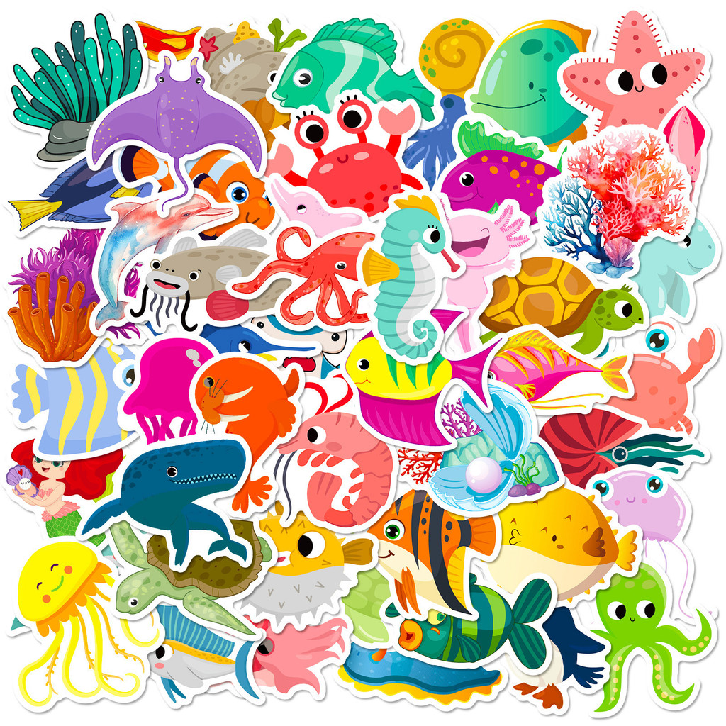 Kids Toys Stores - 50Pcs Marine Life Stickers Dolphin &