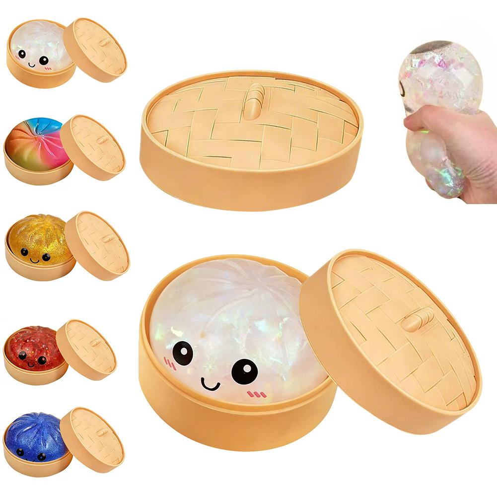 Kids Toys Dumplings - Glitter Dumpling Squishies Toys With Steamer
