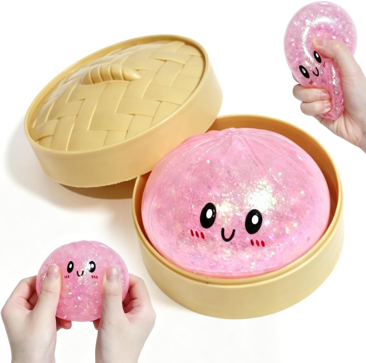 Kids Toys Dumplings - Glitter Dumpling Squishy Toy Set with