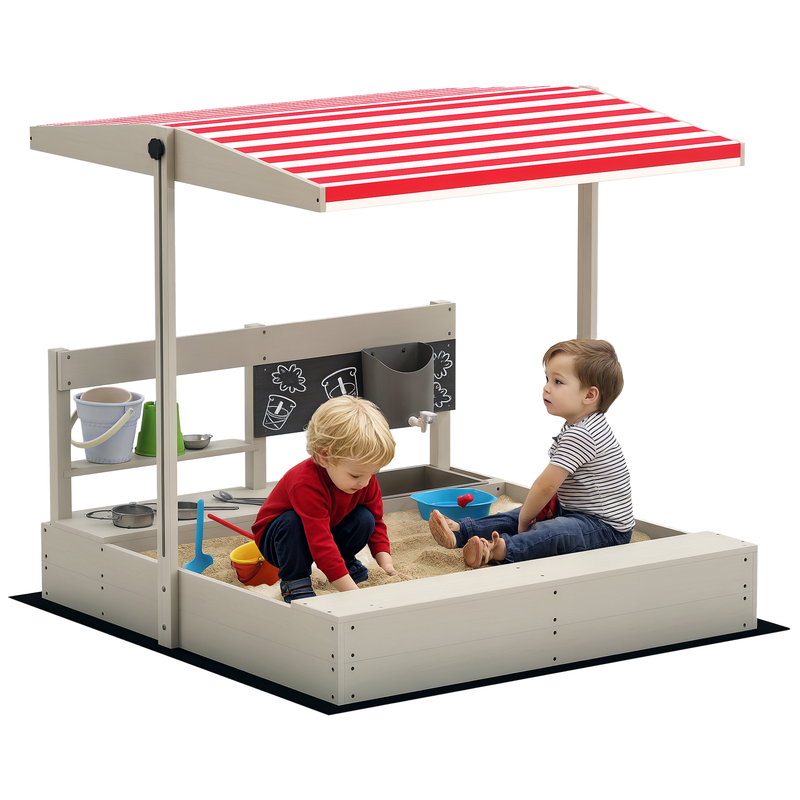 Kids Toys Kitchen - Outsunny Kids Sandbox with Height Adjustable