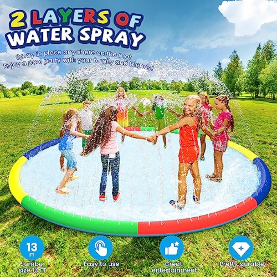 3 FT Large Splash Pad for Ages - مراجعة Kids Yard Toys وسعره