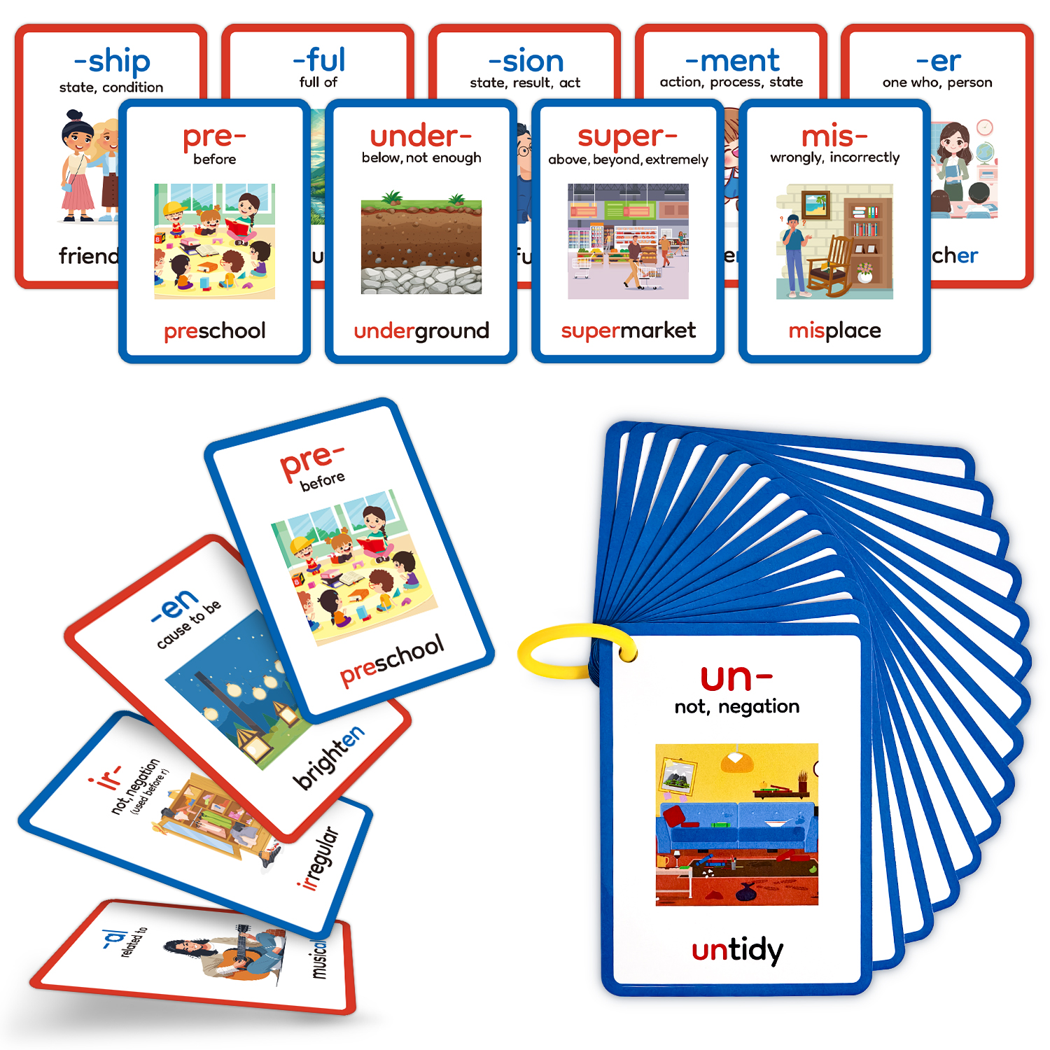 15pcs Double-Sided Prefixes an - مراجعة Educational Flash Card وسعره