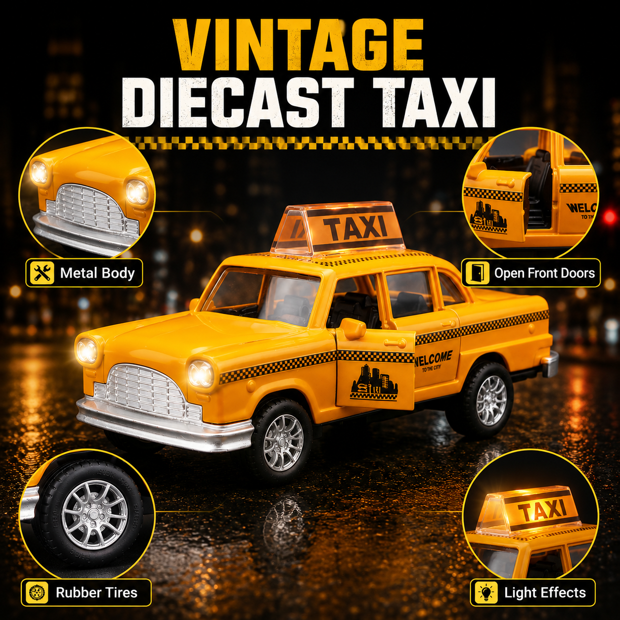 Diecast NYC Yellow Taxi Toy Ca - مراجعة Kids Toys Nyc وسعره
