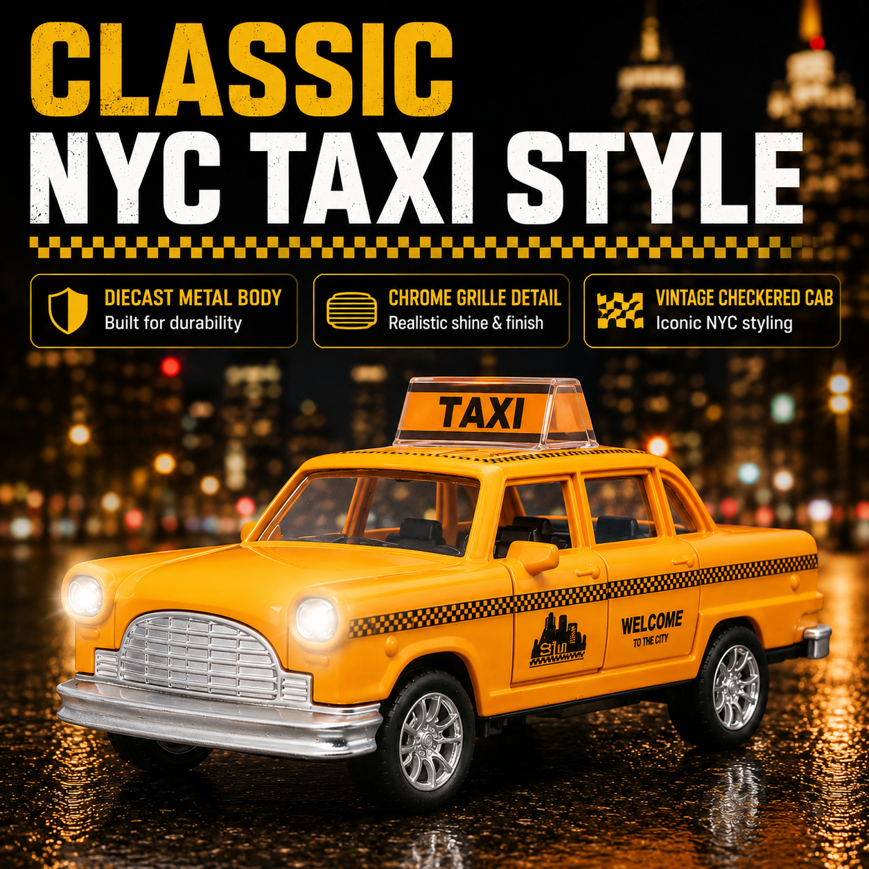 Diecast NYC Yellow Taxi Toy Ca - مراجعة Kids Toys Nyc وسعره
