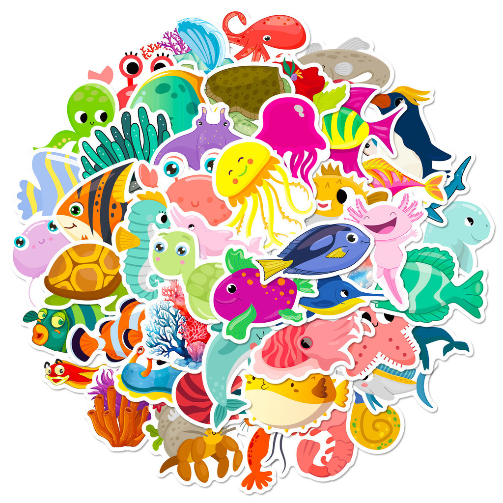 50Pcs Marine Life Stickers Dol - مراجعة Kids Toys Stores وسعره