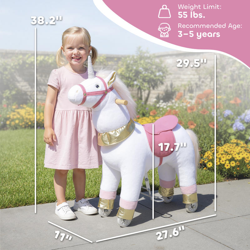 Qaba Ride on Unicorn Toy for K - مراجعة Kids Toys Horse وسعره