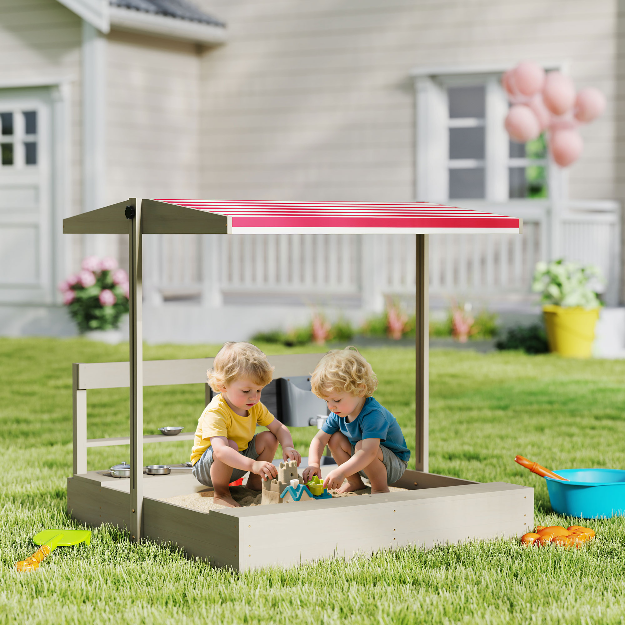 Outsunny Kids Sandbox with Hei - مراجعة Kids Toys Kitchen وسعره
