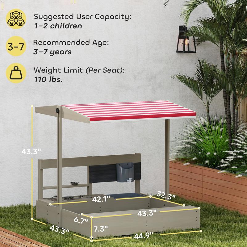 Outsunny Kids Sandbox with Hei - مراجعة Kids Toys Kitchen وسعره