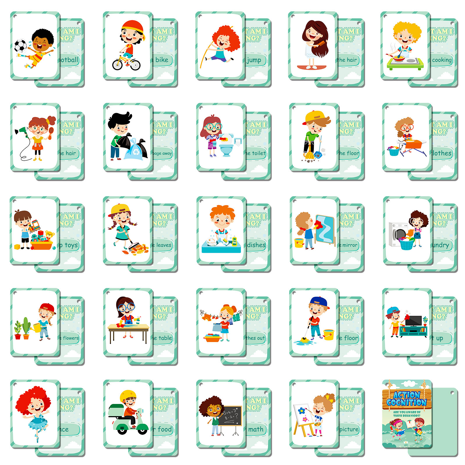50Pcs/Set Cognition Learning C - مراجعة Educational Flash Card وسعره